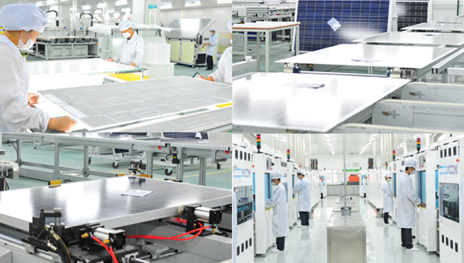 Hình: nhà máy sản xuất tấm pin năng lượng mặt trời.